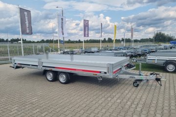 przyczepa laweta 500x210 cm, burty ALU, najazdy aluminiowe przechylana